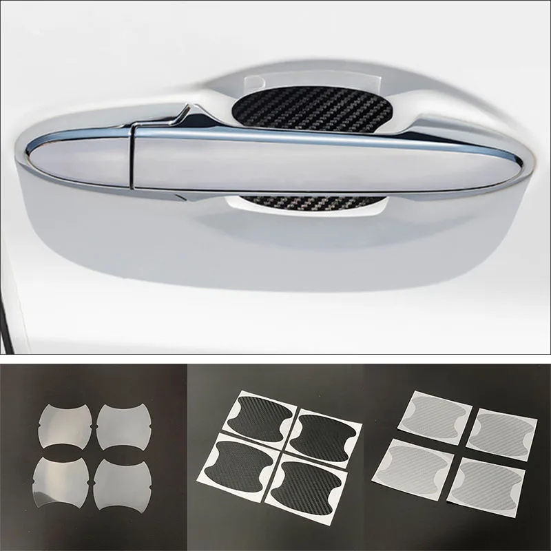 4Pcs Chevrolet C.Fiber Car Door Handle Anti Scratch Protector Film Sticker