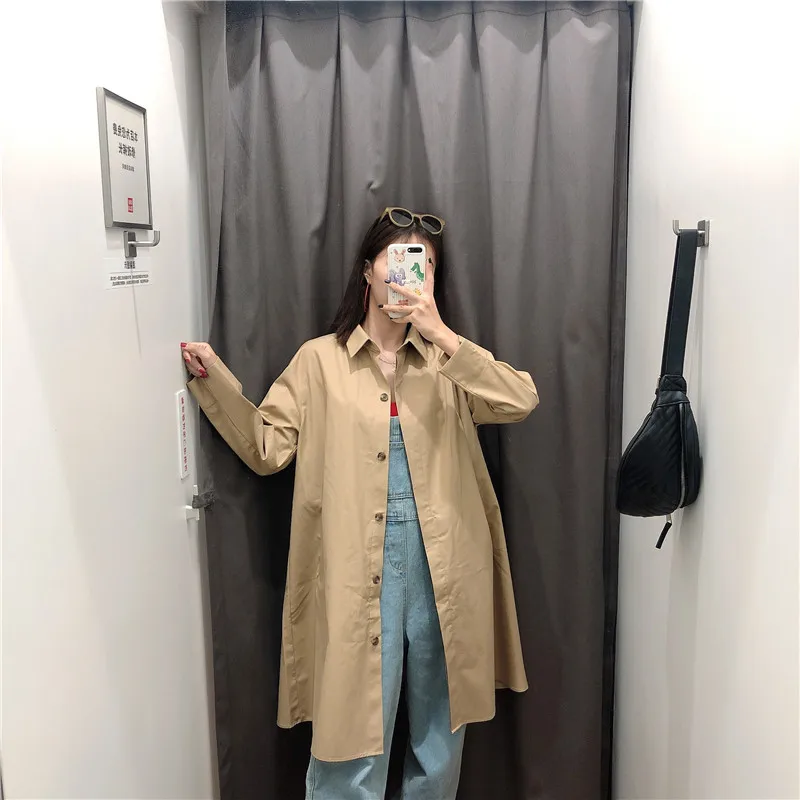 2019u Home WOMEN'S Dress Autumn Elegant Versatile Mid-length Cotton Coat UYIKONG Loose Casual Straight-Cut Trench Coat
