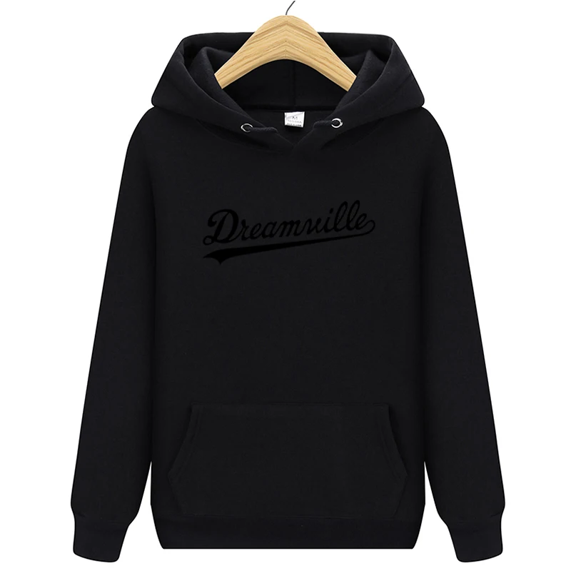black Fashion New Hoodies Men Hip Hop DREAMVILLE J Cole Logo Hooded Swag Letter Fleece J Cole Hoodie Winter Hoodies Men Pullove - Цвет: black