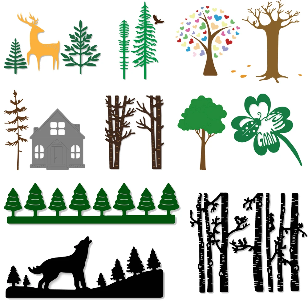 

Wild Forest Tree Metal Steel Cutting Dies Stencils for Scrapbooking Card Making 2019 New Arrival Embossing Die Cuts