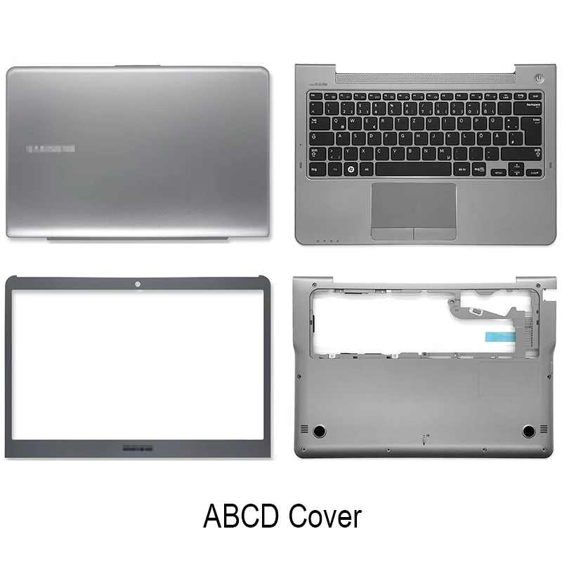 NEW LCD Back Cover For Samsung NP535U3C NP535U3B NP530U3C NP530U3B Front Bezel Hinges Palmrest Bottom Case A B C Top Case Silver leather laptop bags for men Laptop Accessories