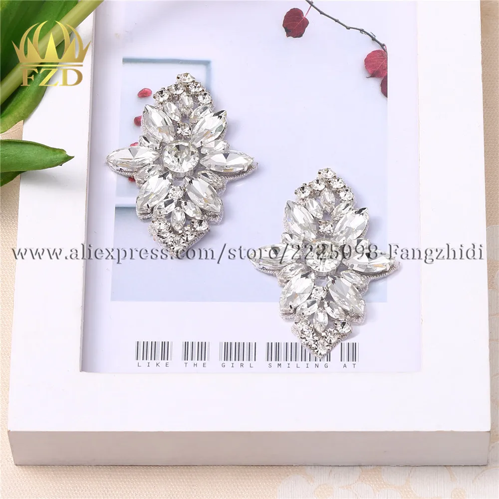 

FZD 10 Pair Hot Fix beaded bridal belt Rhinestone Applique and Trimming for Shoes Small Decoration Ornament Shoe-buckie