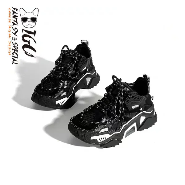 IGU/женские кроссовки на плоской подошве; повседневная обувь на платформе; tenis feminino; черные туфли для папы; дышащие кроссовки на толстой подошве для женщин