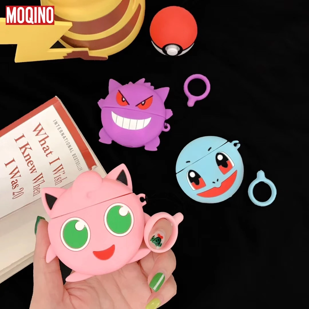 Pokemons Jigglypuff Gengar Squirtle For Airpods Air Pods Silicone Case Protective Cover Pouch Anti Lost Protector Accessories