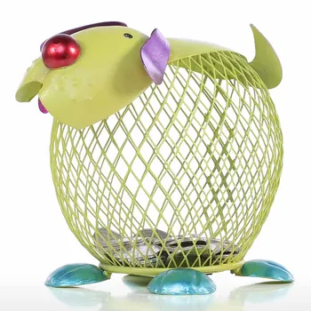 

Green Puppy Money Bank Metal Craft Practical Craft Home Decor Collecting Saving Box Moneybox Gifts for kid Favor Craft