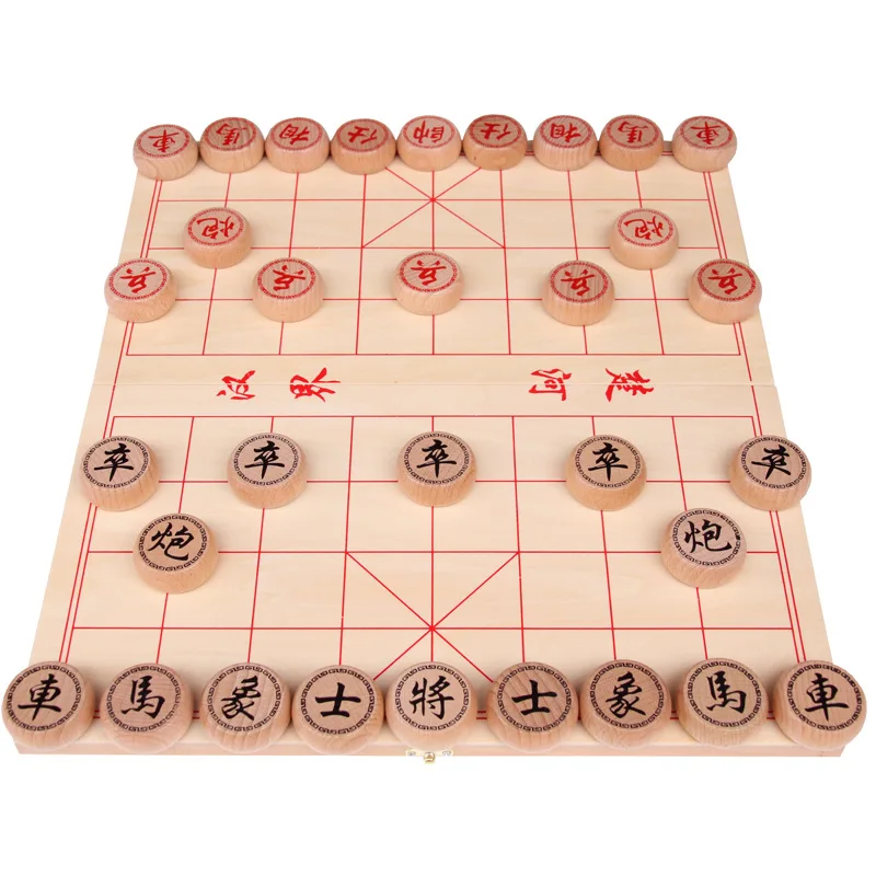 

China Chess Medium Wood Folding Checkerboard Chess Box Educational Board Game DIY
