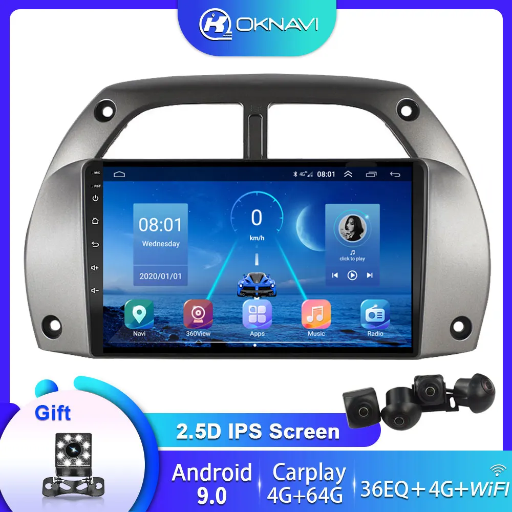 

4G+64G 2 din DSP Car DVD Radio Multimedia Video Player For Toyota RAV4 2001-2005 2006 Smart Navigation GPS WIFI Map Android 9.0