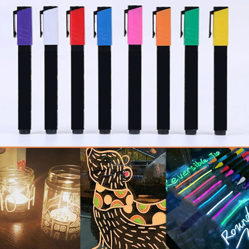 8 Pack Marker 6mm Reversible Fluorescent Markers Highlighters for LED Menu Board Bistro AD Drawing NK-Shopping | Канцтовары для