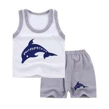Летние топы+ штаны для детей 12 мес.-5 лет, комплекты с жилетом, летняя хлопковая детская одежда без рукавов для мальчиков, повседневный костюм, комплекты из 2 предметов