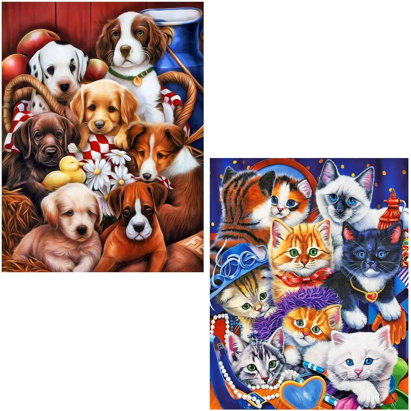 

2 Pack 5D Diamond Painting Kit Cute Cats and Dogs Embroidery Cross Stitch Craft DPs DP Arts Craft Canvas Wall Dcor 30 * 40 cm