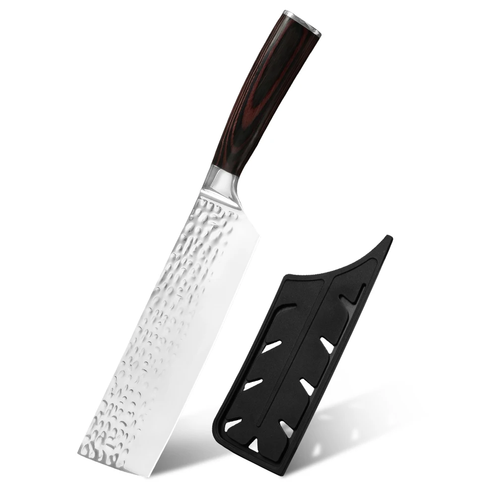 SOWOLL 7 дюймов Nakiri 7CR17 ударная бритва из нержавеющей стали острое лезвие цветная