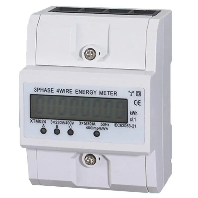 

3x5 (80A) Energy Meter Electric KWH Triphase DIN Rail Mount LCD