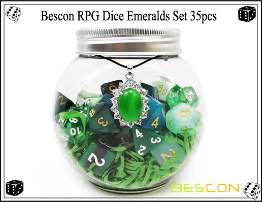 Bescon набор костей для ролевых игр 35 шт., DND ролевая игра кости 5X7 шт. аметистами и изумруды набор