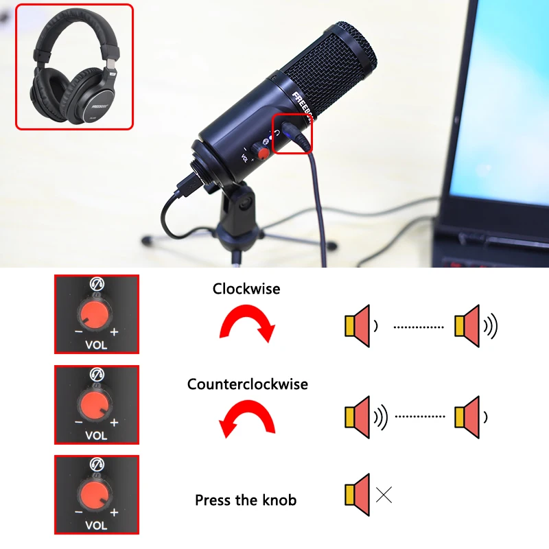 FREEBOSS FB W03 192 кГц 16 бит DSP Кардиоидная капсула с низким уровнем шума запись чата