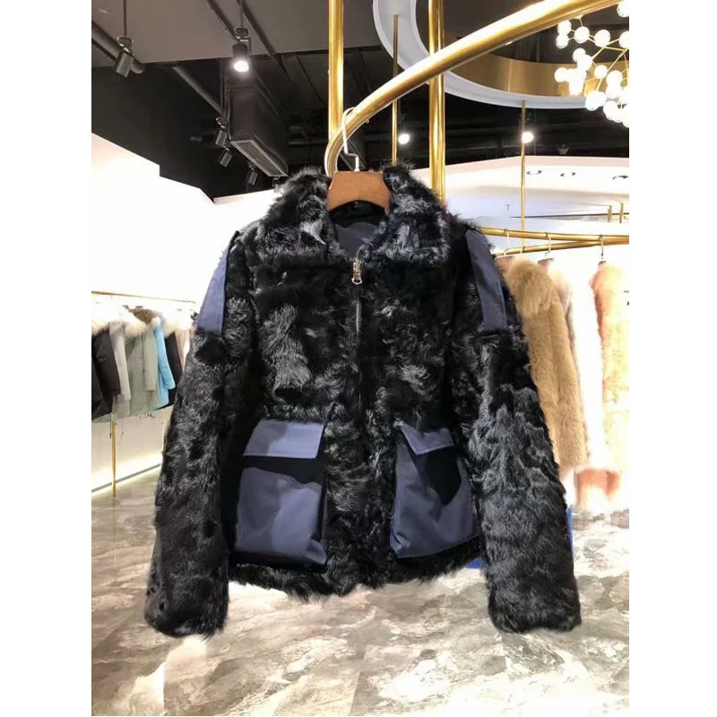 

9.8 2019 Autumn Winter New fashion Double-faced Fur tops Warmth temperament Double wear high quality real fur coat