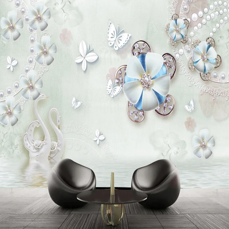 Custom 3D Wallpaper Jewelry Flower Embossed Butterfly Wall Paper Sticker Home Decor For Living Room Indoor Flower Design Murals customhigh grade phnom penh blue business card making embossed bronzing business custom free design