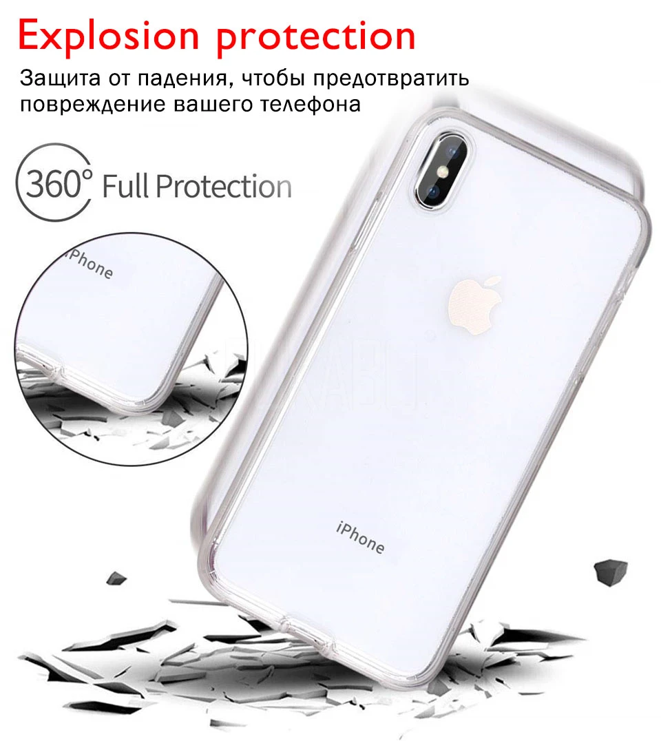 360 Полный защитный чехол для телефона для iPhone XS 11 Pro MAX X XR Ясный протектор экрана для iPhone 7 8 6 6S Plus 5S 5 SE Мягкая обложка