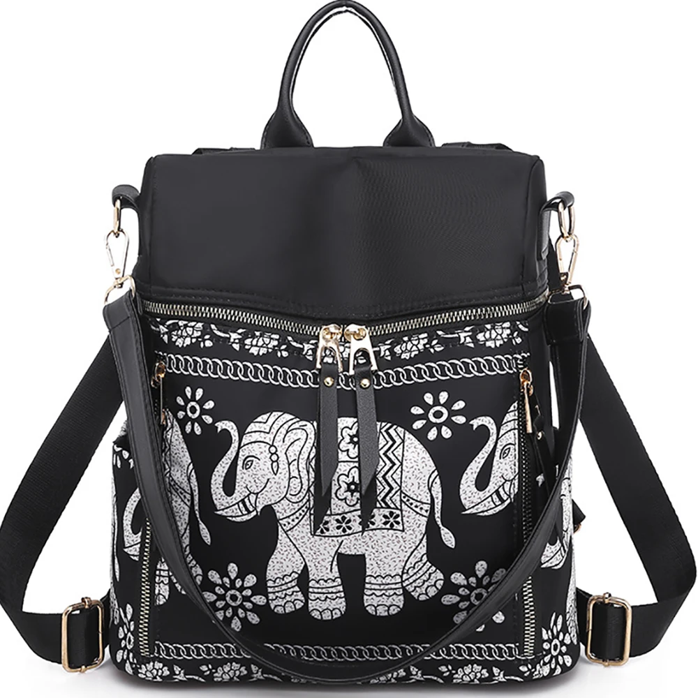Women Oxford Elephants Printed Backpacks Female Brand Shoulder Bags Ladies Luxury Designer Waterproof Travel Bag High Quality