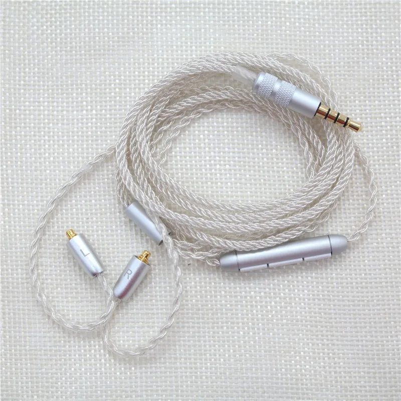 3.5mm/ Type C OCC Silver Plated Audio Cable 8 Strand MMCX Headphone Cable with Microphone DIY HiFi Cable for SE425 UE900