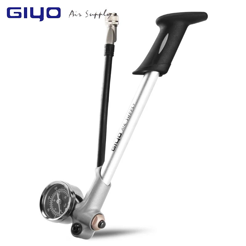 

GIYO Bicycle Pump With Gauge High Pressure Hand Mini Pump Hose Air Inflator Schrader Cycling Fietspomp Shock Fork Tire Bike Pump