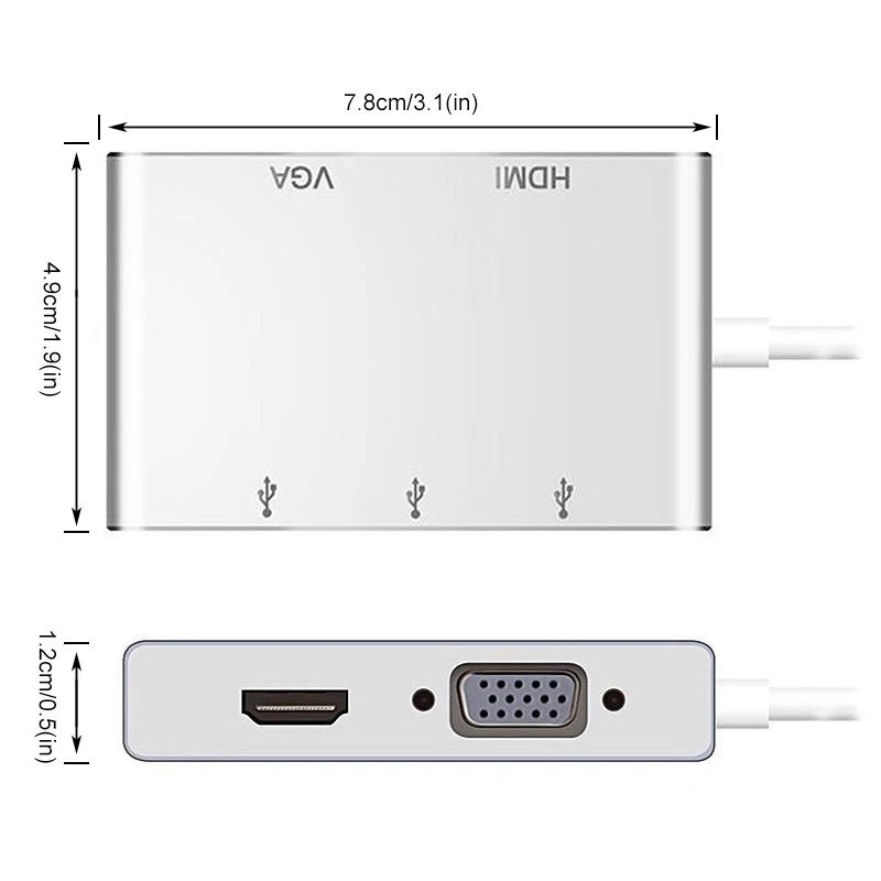 5-в-1 Тип c на hdmi+ vga+ USB3.0 многофункциональный конвертер для Macbook для samsung S8