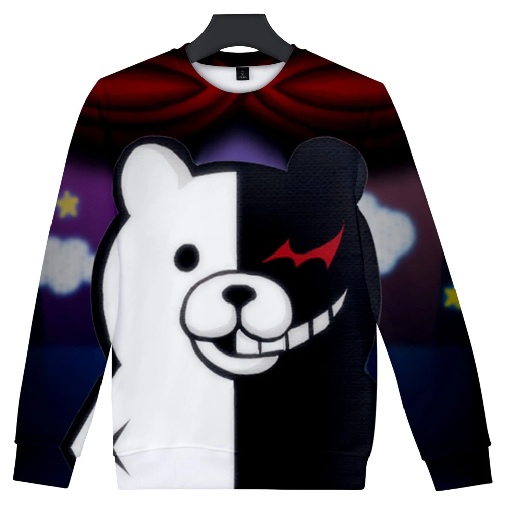 Аниме Danganronpa Косплей Монокума костюм Толстовка толстовка для мальчиков и девочек черный белый пуловер с изображением медведей толстовки унисекс