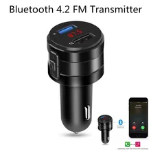 Manos libres Bluetooth 4,2 FM Transmisor modulador cargador de coche 3.1A Dual USB adaptador coche reproductor de MP3 receptor de Audio inalámbrico negro