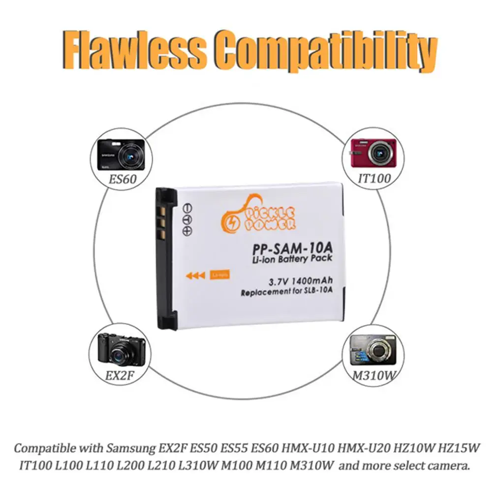 2pcs SLB-10A SLB10A SLB 10A Camera Battery & LCD USB Charger for Samsung EX2F HZ15W SL102 SL202 SL420 SL620 SL820 HZ10W HZ15W.