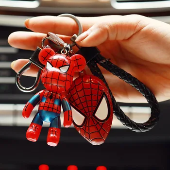 

Marvel Captain America Spider-Man Violent Bear Cartoon Keychain Personalized Custom Car Keychain Creative Birthday Gift keychain