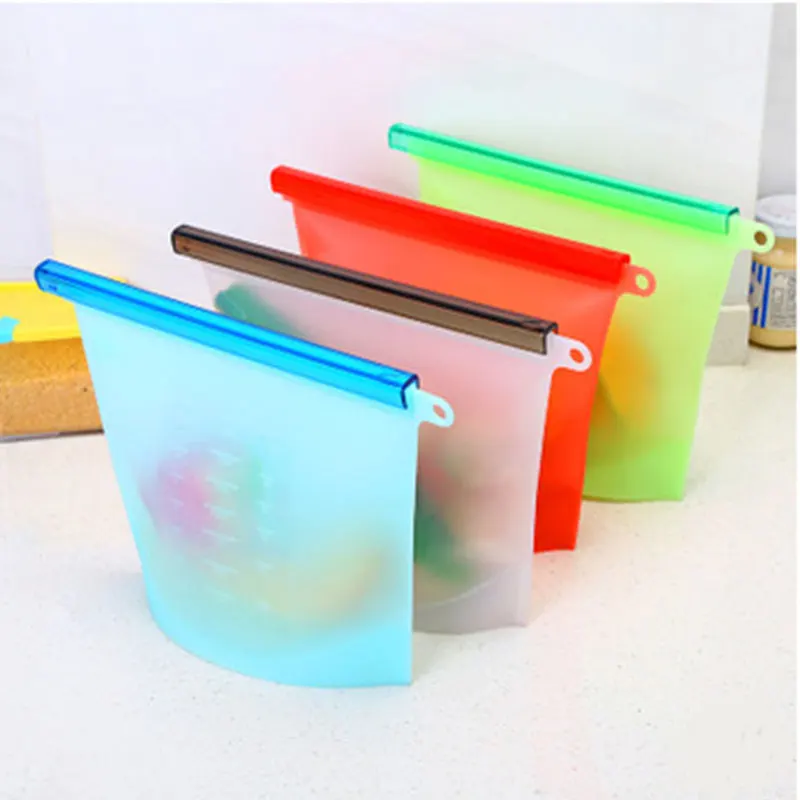 

4pcs 1500ml Reusable Seal Silicone Food Fresh Storage Bags Vacuum Sealer Bset for Sandwich Liquid Snack Fruit Kitchen Accessorie