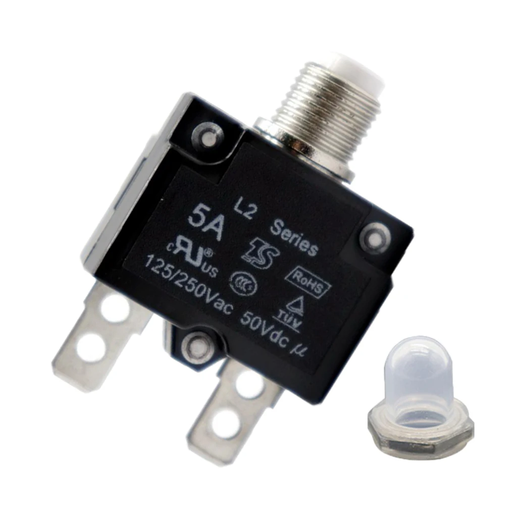 

5 Amp DC Thermal Circuit Breaker with Quick Connect Terminal & Transparent Waterproof Button Cover