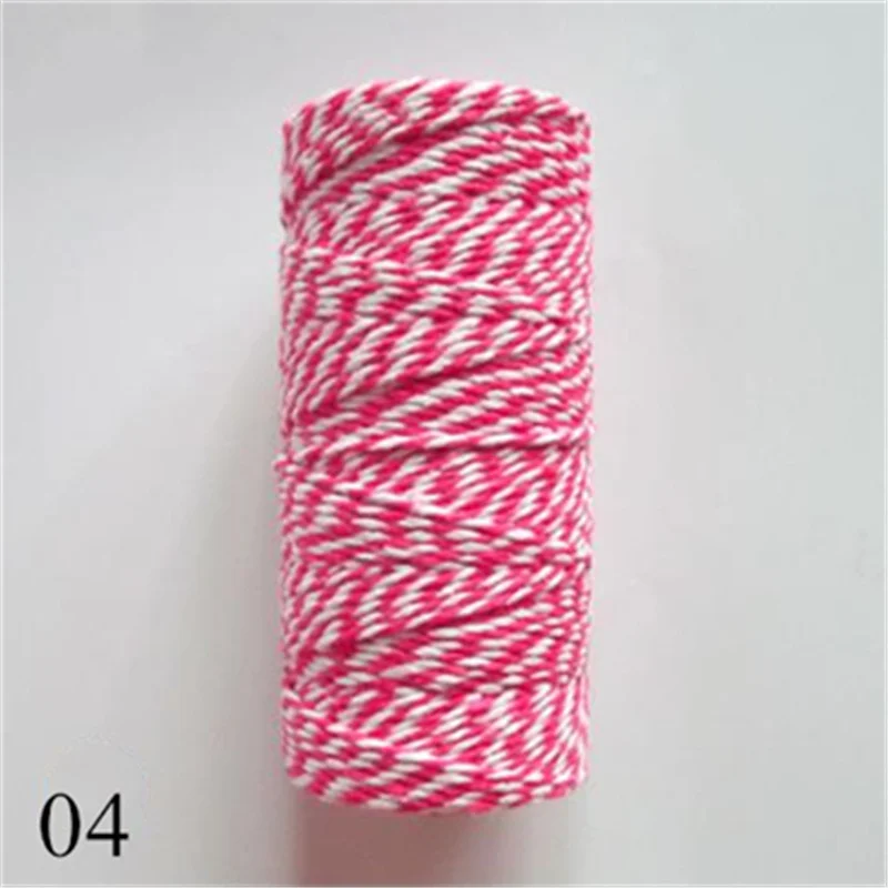 100 м/рулон двухцветный скрученный плетеный трос хлопок DIY ручной вязки шнуры Швейные аксессуары украшения Ремесло 22 цвета - Color: 04