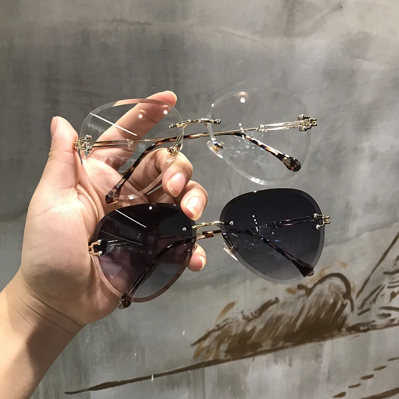 Vazrobe солнцезащитные очки без оправы женские авиационные солнцезащитные очки для женщин градиентные оттенки с противоотражательным покрытием UV400 модный стиль