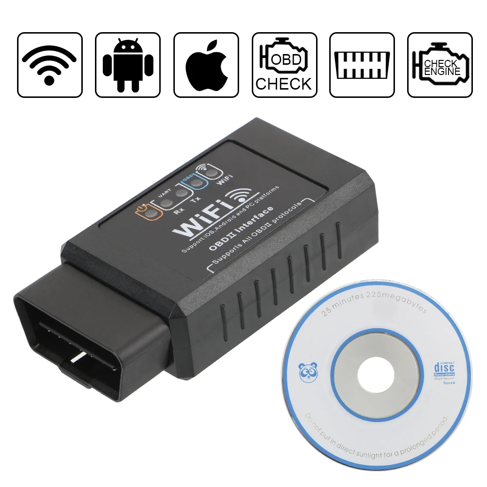 Автомобильный детектор OBDII инструмент сканирования ELM327 WI-FI проверки двигателя