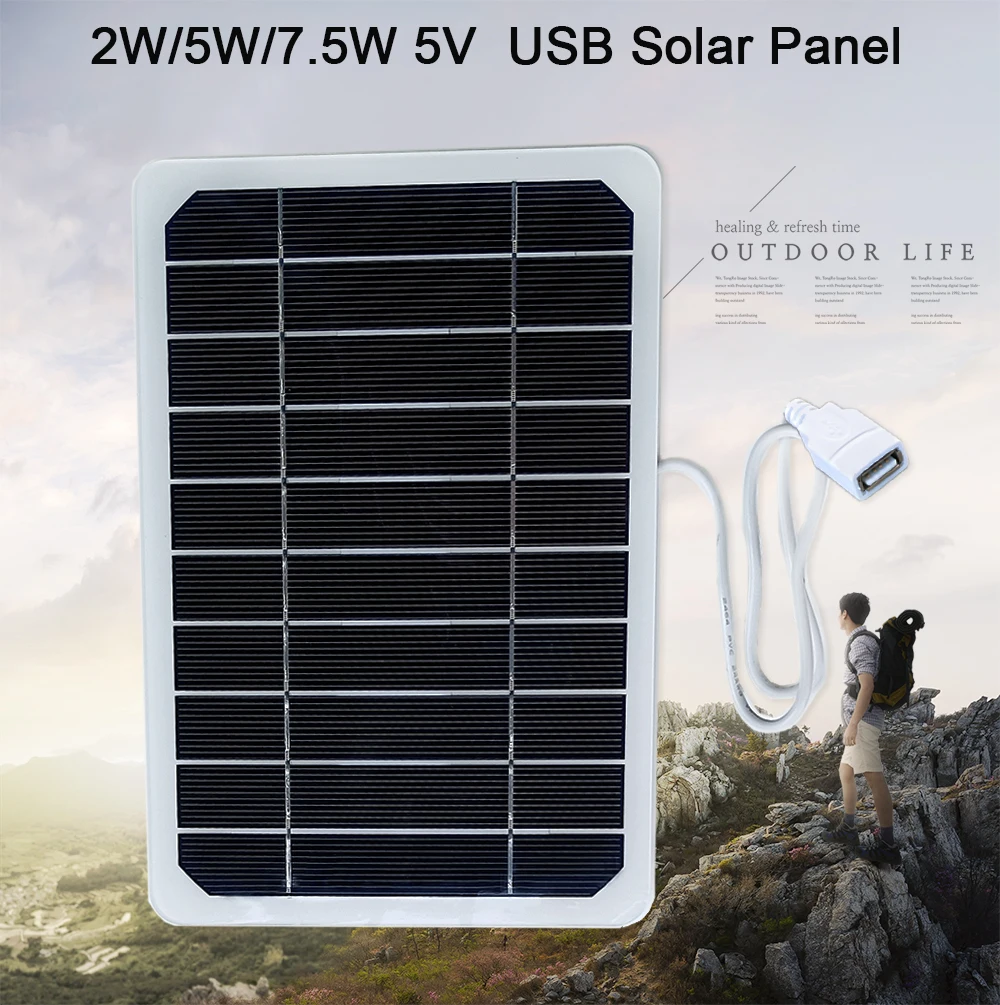 USB Solar Panel Outdoor 5W 5V Portable Mini Charger Panels Camping Fast Polysilicon Travel DIY | Электроника