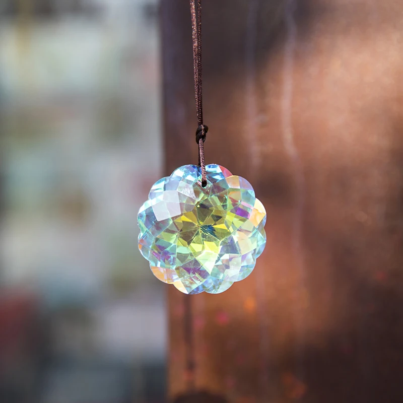 45mm Colorful Mandala Crystal Chandelier Pendant Accessories DIY Flycatcher Rainbow Maker Crystal Prism Pendant Sun Catcher Crystal Pendant Sun Catchers Window Ornament