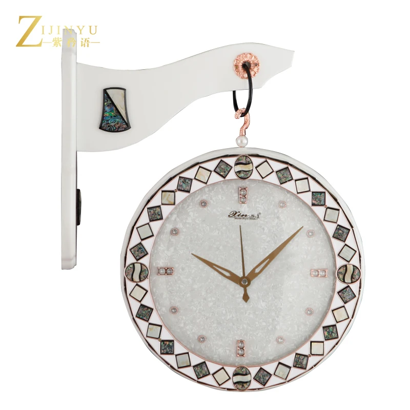 

Luxury Large Wall Clock Wood Double-sided Living Room Clock Mechanism Silent American Retro Wall Hanging Watch Home Zegar FZ442