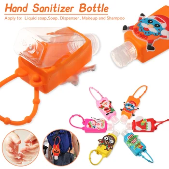 

5pcs/set 30ml Cute Cartoon Hand Sanitizer Bottles Empty Portable Refillable Bottles with Silicone Cover Cosmetic Container