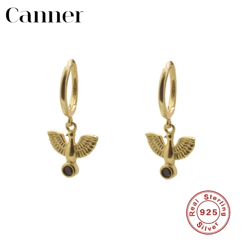 peace pigeon gold Простые 925 пробы, серебряные, Лунные звезды, фианиты, маленькие серьги-кольца для женщин, мини золотые, серебряные, круглые серьги с молнией, ювелирные изделия - Окраска металла: peace pigeon gold