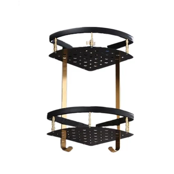

Nail Free Bathroom Shelves 2 Layer Metal Shower Corner Shelf Wall Mount Shampoo Storage Shelf Trangle Shelves