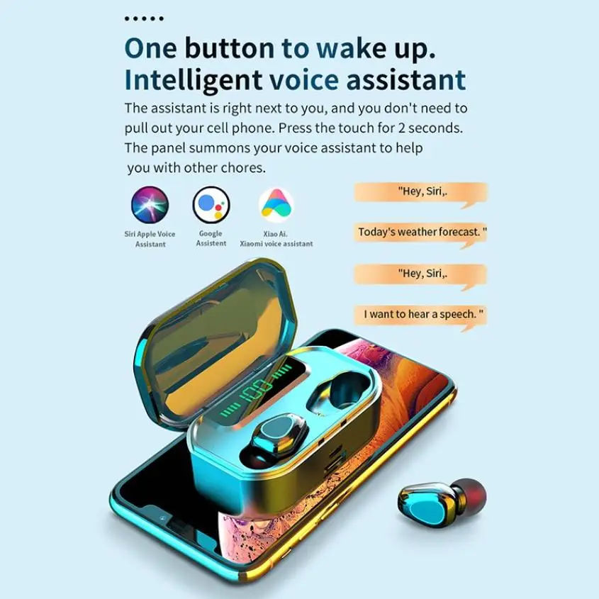 Bluetooth Wireless Earbuds Waterproof TWS LED Display Headphones with Mic Mini Earphone HIFI Sound Game Headset for Android Ios