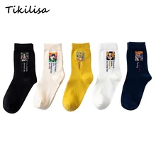 Женские носки Ван Гог, носки без пятки с масляными рисунками, хлопковые Повседневные Носки с рисунком для девочек Harajuku, забавные женские носки с милым принтом