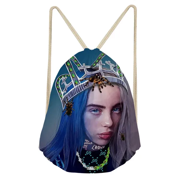 CDZHL734Z3 Thikin Billie Eilish Повседневное мешок на завязках сумка для йоги, спортивная сумка для йоги, рюкзак для малышей в мягкой обложке на низкой подошве; женские пляжные сумка со шнурком мешок - Цвет: CDZHL734Z3