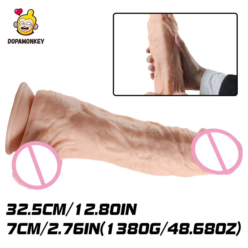 Cheap  DopaMonkey Dildo 12.80inX2.76in Super Biger Dildo Suction Cup Adult Toys Super Long Huge Silicone P