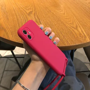 

5134-69 durable silicone case for iphone11pro max with strap protective back cover