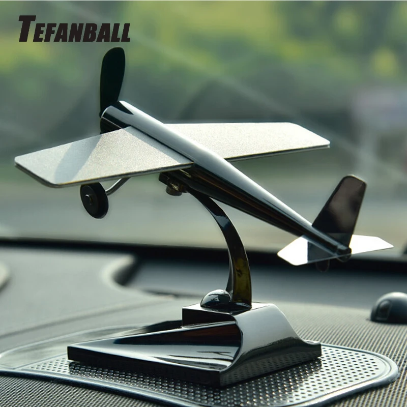 

Tefanball Solar Car Decoration Energy Aircraft Model Ornaments Plane Decoration Car Styling Solar Powered Aircraft Kit