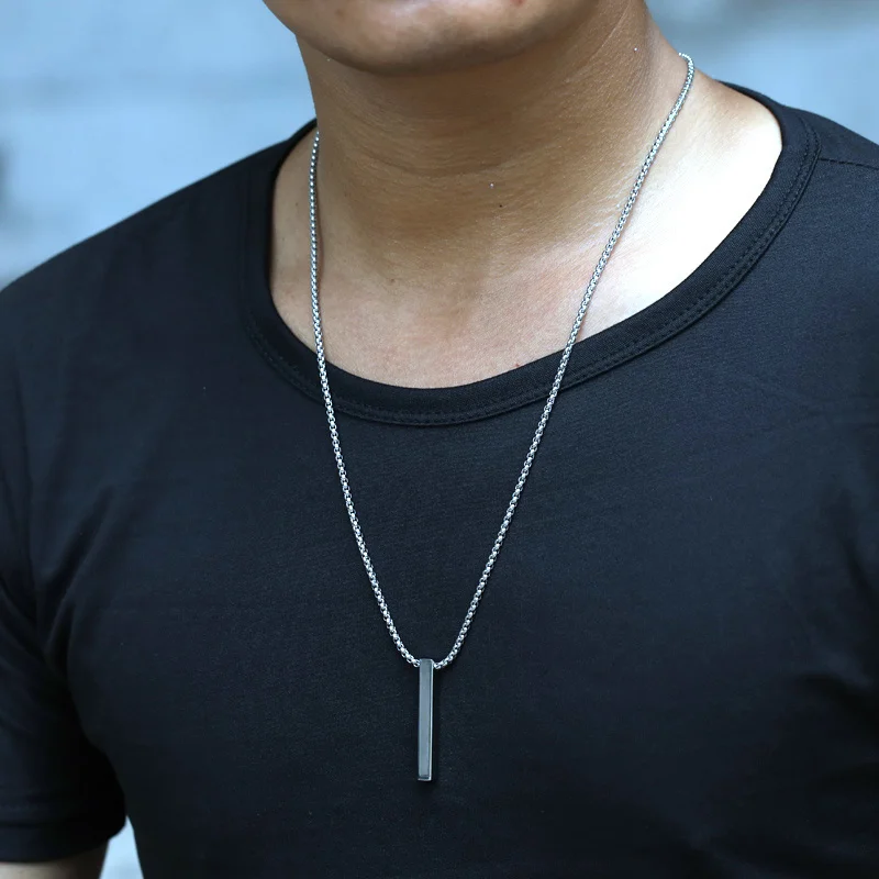 2021 Trendy Round Compass Pendant Men Necklace Box Chain Temperament Stainless Steel Necklace For Men Jewelry Gift