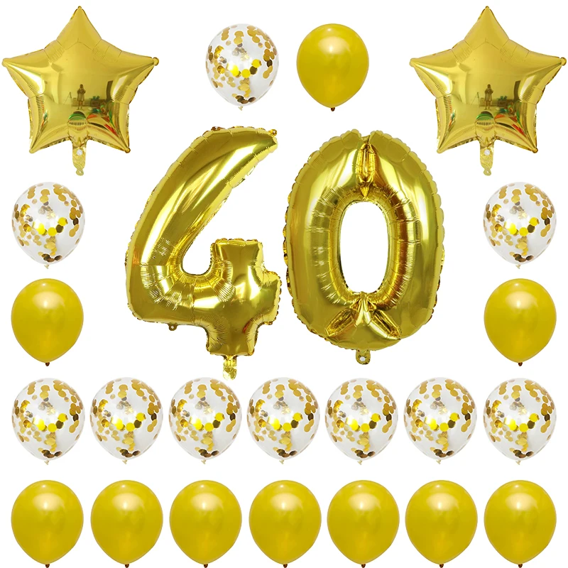 Набор воздушных шаров на день рождения, воздушные шары из фольги в виде цифр, воздушный шар "Конфетти" 18 20 25 30, латексный шар для украшения дня рождения - Цвет: Многоцветный