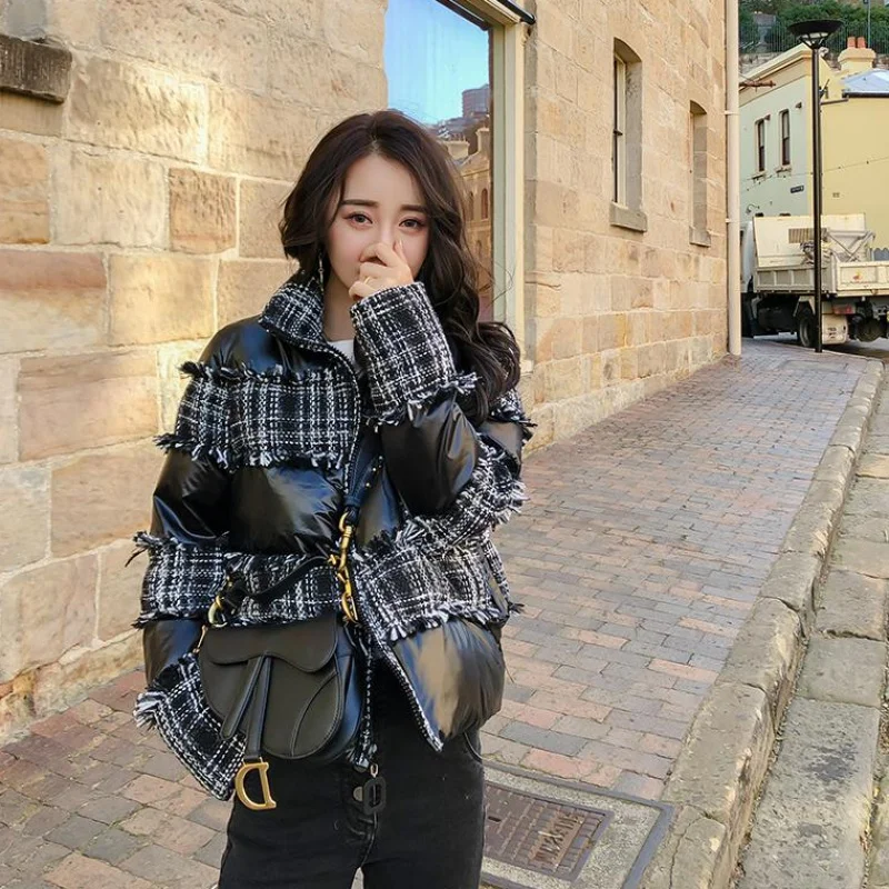 Новинка Женское зимнее теплое пальто короткий пуховик из 2019 шерсти с бахромой