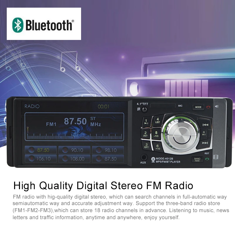 LTBFM 4012B 4 1 дюймов Дин радио Авто Радио Стерео Bluetooth USB AUX FM станция Поддержка сзади
